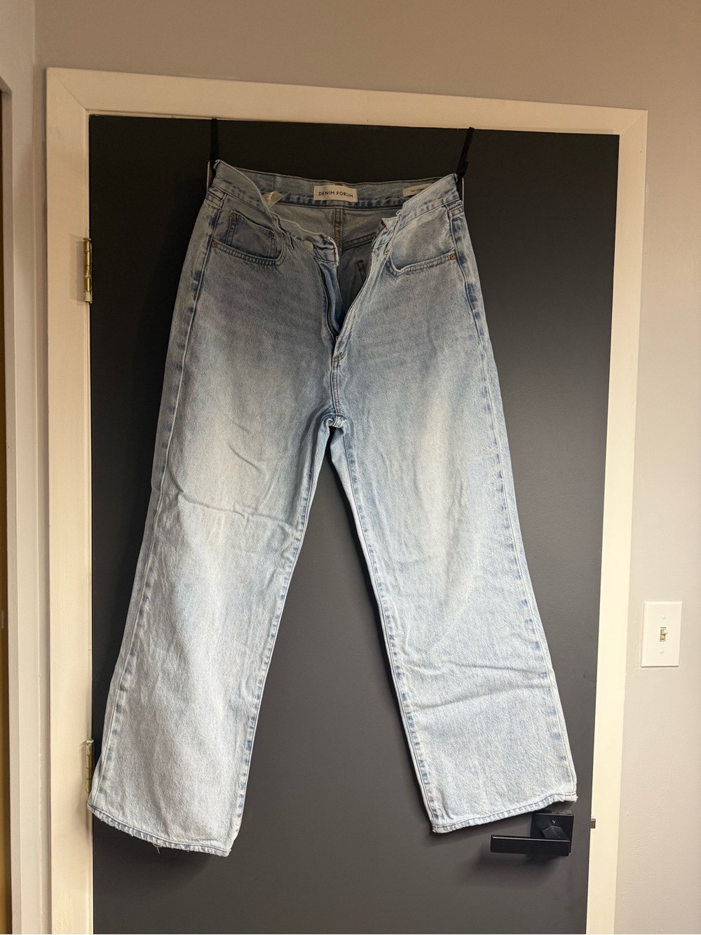 Denim Forum Light Blue High-Rise Straight Jeans